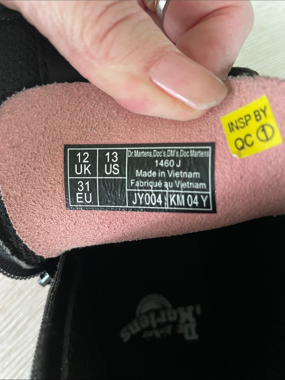 Dr. Martens 1460 J Pink Patent Leather Lace Up Side Zip Combat Boots US 13 UK 12 - Picture 10 of 10